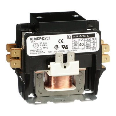 8910DP42V02 - Square D 40 Amp 2 Pole 600 Volt Magnetic Contactor