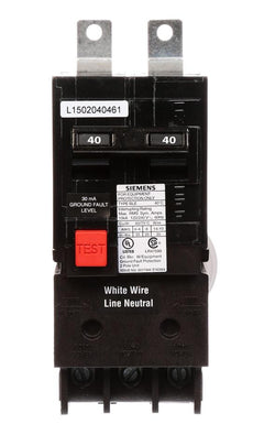 BE240 - Siemens 40 Amp 2 Pole 240 Volt Ground Fault Equipment Protection Circuit Breaker