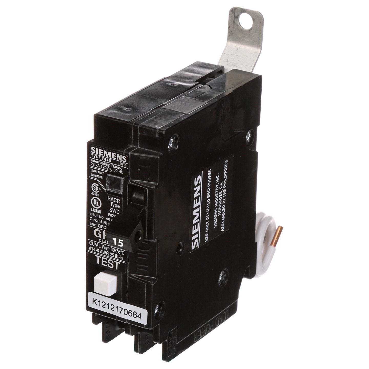 BF115A - Siemens - 15 Amp GFCI Circuit Breaker