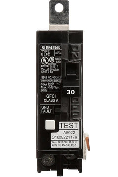 BF130A - Siemens 30 Amp Single Pole GFCI Bolt-On Circuit Breaker