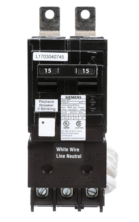 BF215 - Siemens 15 Amp Double Pole GFCI Bolt-On Circuit Breaker