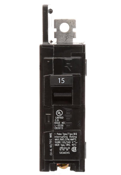 BQ1B015 - Siemens 15 Amp Single Pole 120V BQ Bolt-On Circuit Breaker