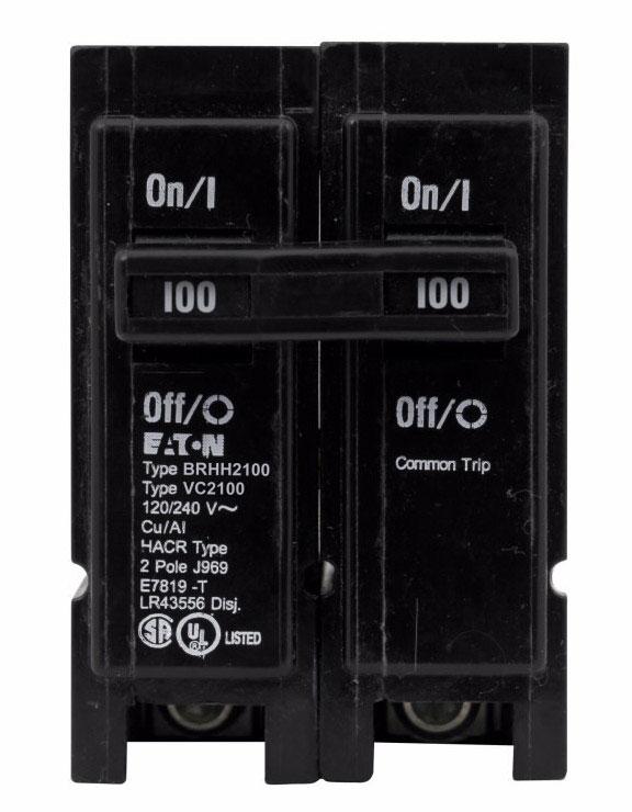 BRHH2100 - Eaton Cutler-Hammer 100 Amp 2 Pole 240 Volt Plug-In Molded Case Circuit Breaker