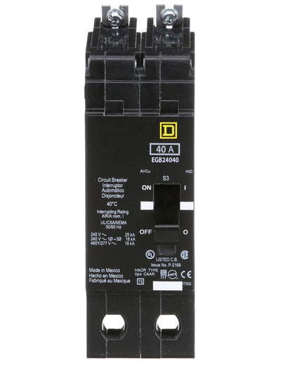 EGB24040 - Square D 40 Amp 2 Pole 480 Volt Bolt-On Molded Case Circuit Breaker