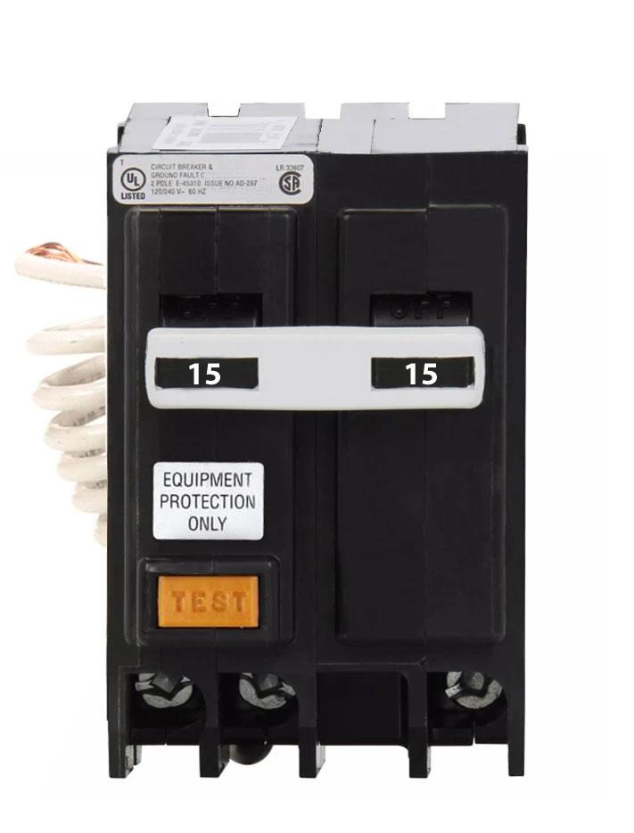 GFEP215 - Eaton Cutler-Hammer 15 Amp 2 Pole Ground Fault Equipment Protection Circuit Breaker