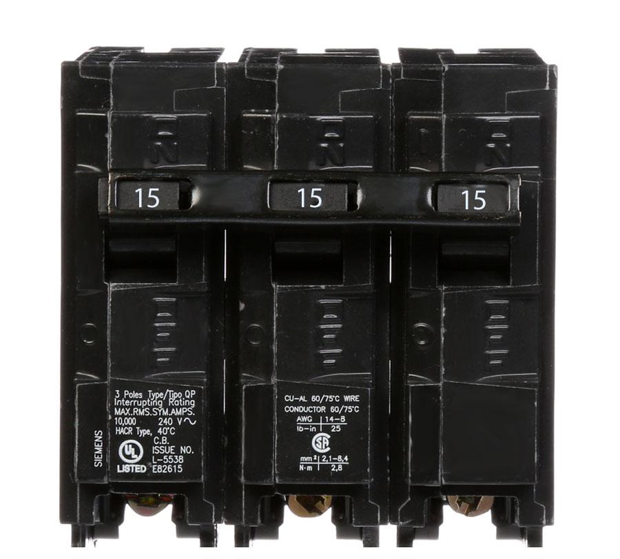 Q315 - Siemens 15 Amp 3 Pole Circuit Breaker