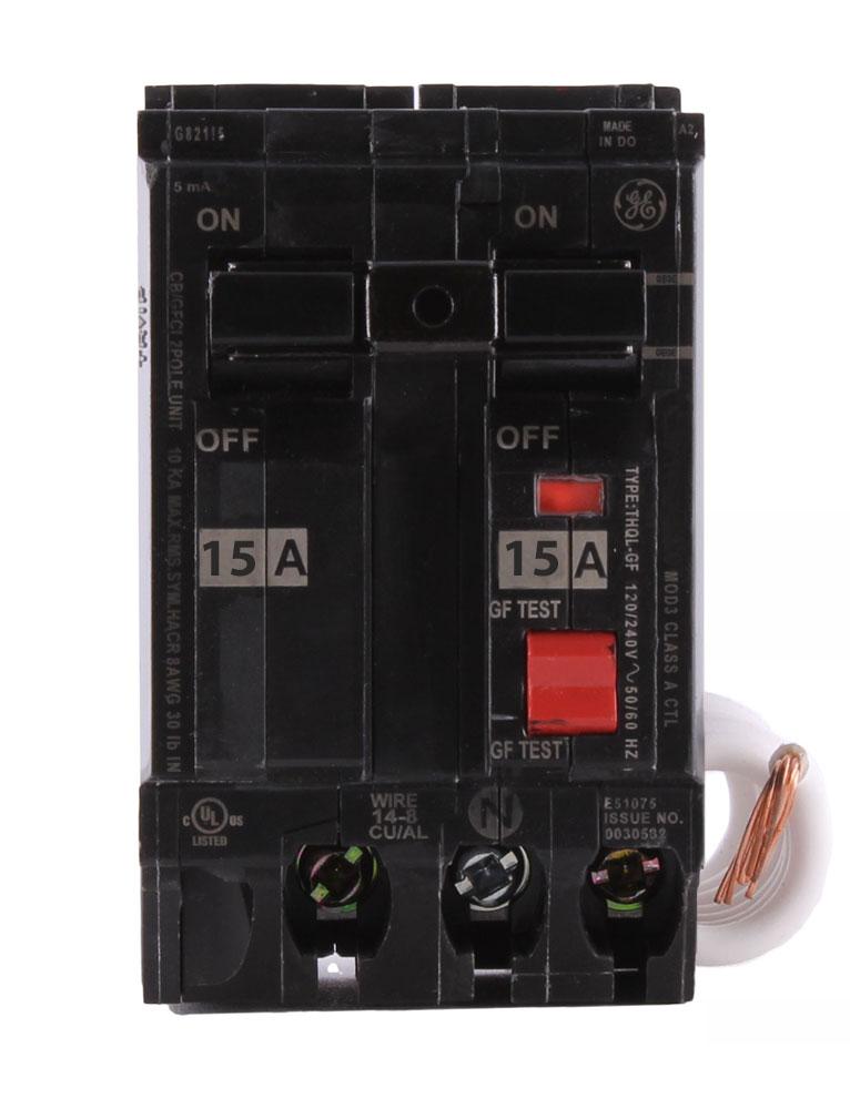 THQL2115GF1 - GE 15 Amp Double Pole GFCI Breaker