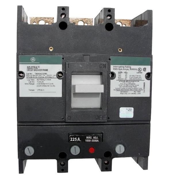 TJK436225WL - General Electric 225 Amp 3 Pole 600 Volt Thermal Magnetic Circuit Breaker