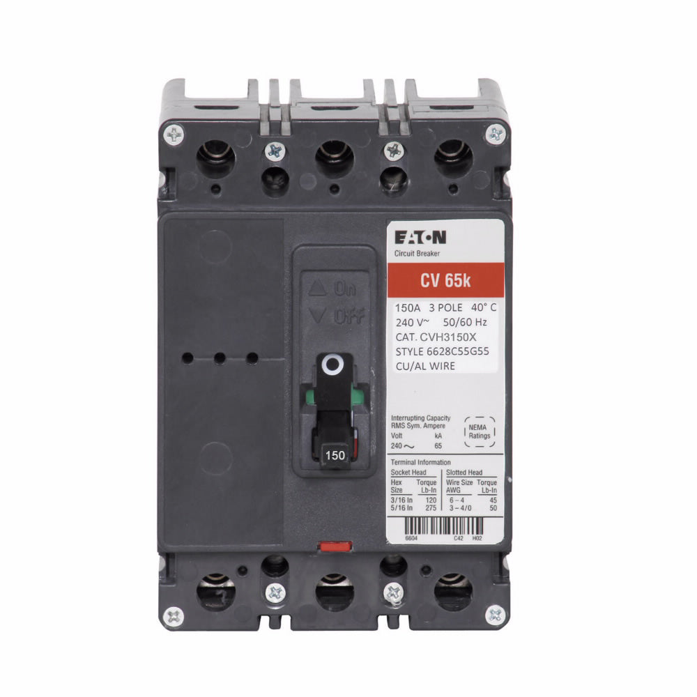 CVH3150X - Eaton Cutler-Hammer 150 Amp 3 Pole 240 Volt Bolt-On Molded Case Circuit Breaker