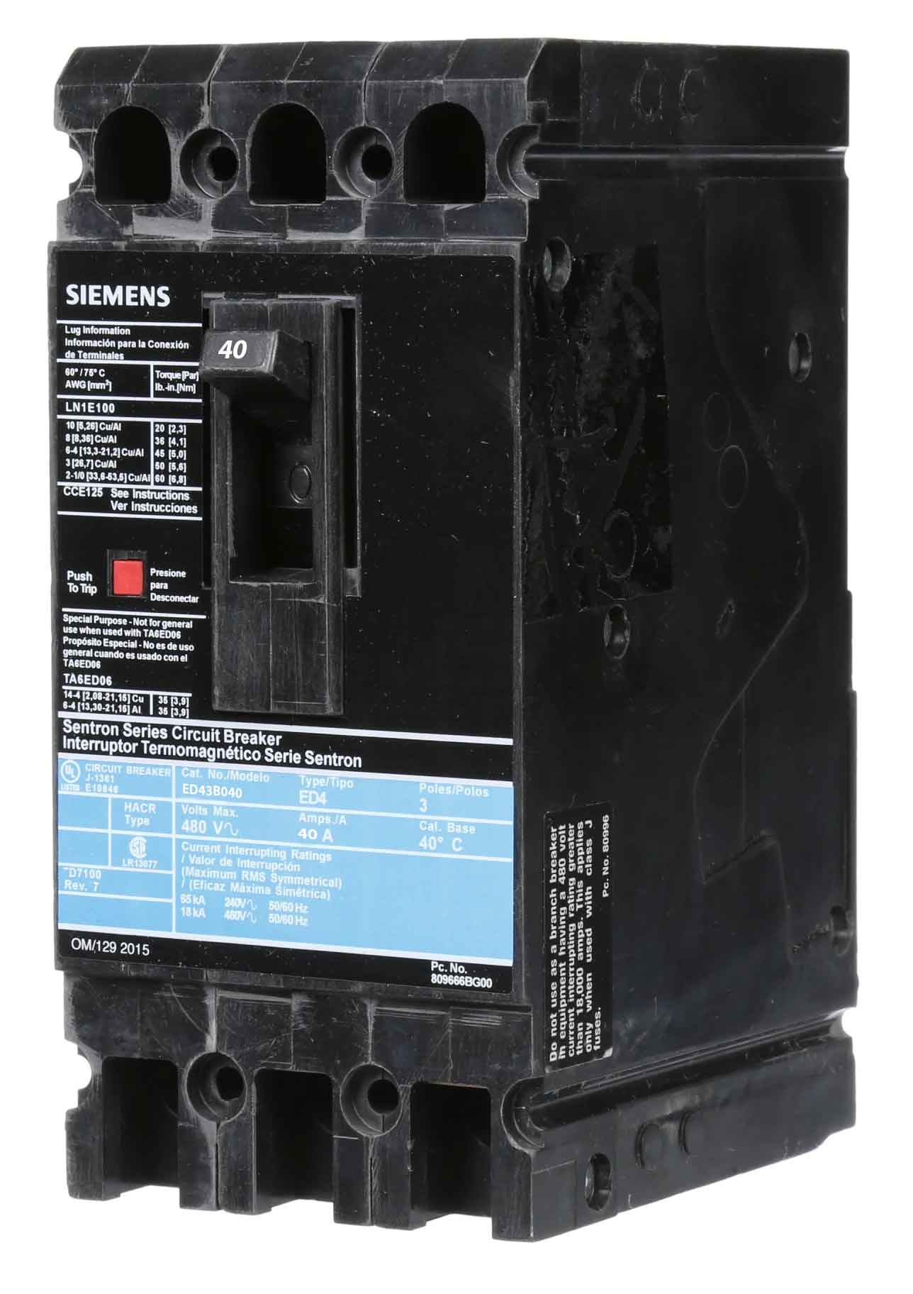 ED43B040L - Siemens - Molded Case Circuit Breaker