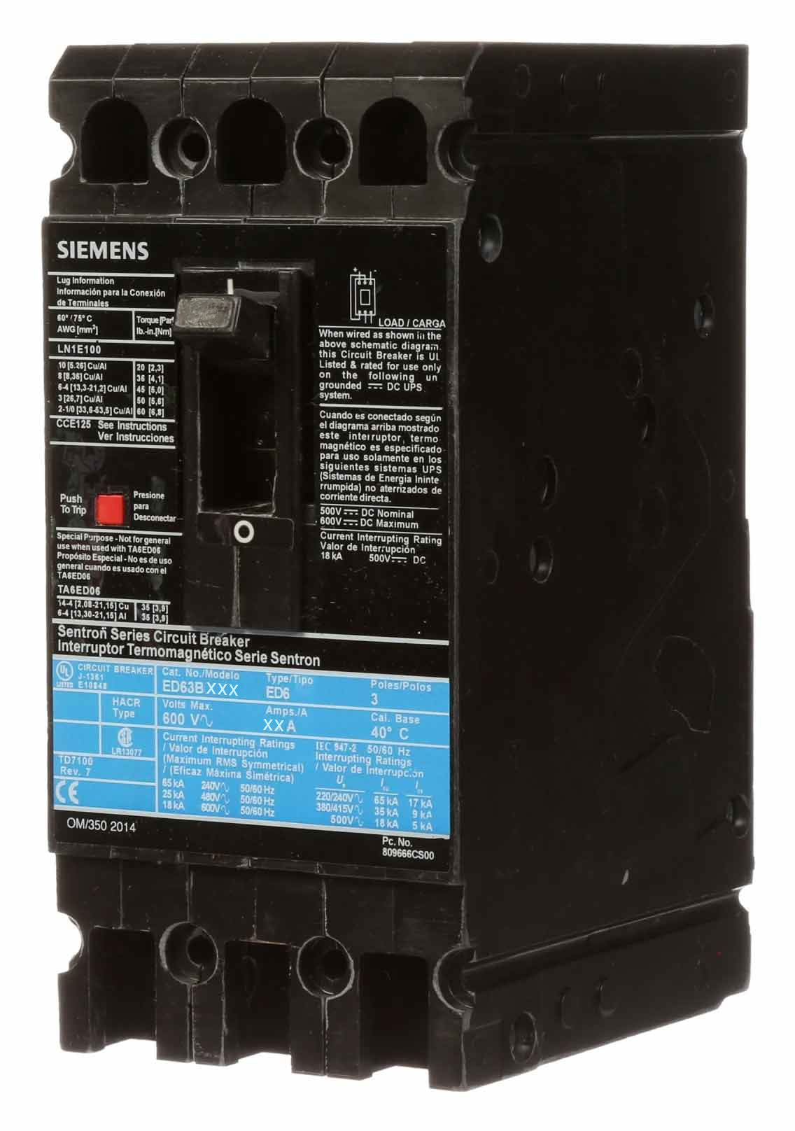 ED63B070L - Siemens - Molded Case Circuit Breaker