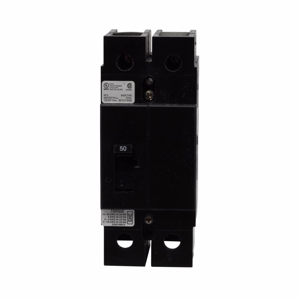 GHC2050 - Eaton Cutler-Hammer 50 Amp 2 Pole 480 Volt Feed-Thru Molded Case Circuit Breaker