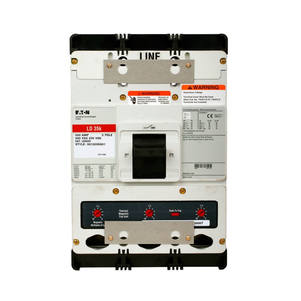 LD3450W - Eaton Cutler-Hammer 450 Amp 3 Pole 600 Volt Molded Case Circuit Breaker