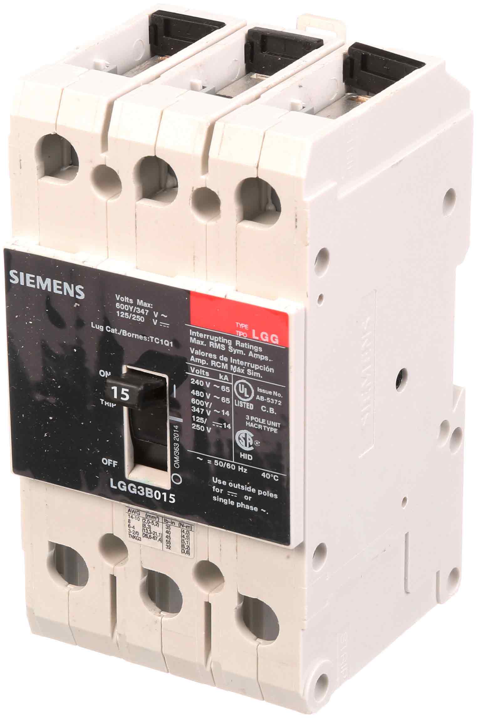 LGG3B015 - Siemens - Molded Case Circuit Breaker