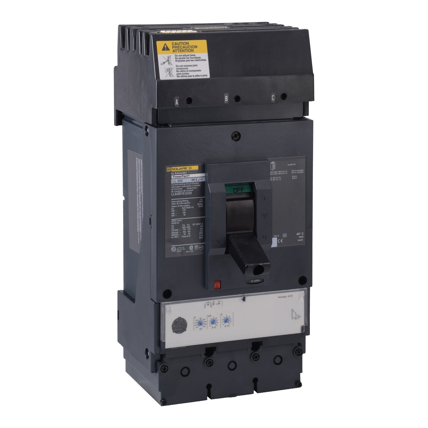 LLA36250U33X - Square D 250 Amp 3 Pole 600 Volt Molded Case Circuit Breaker