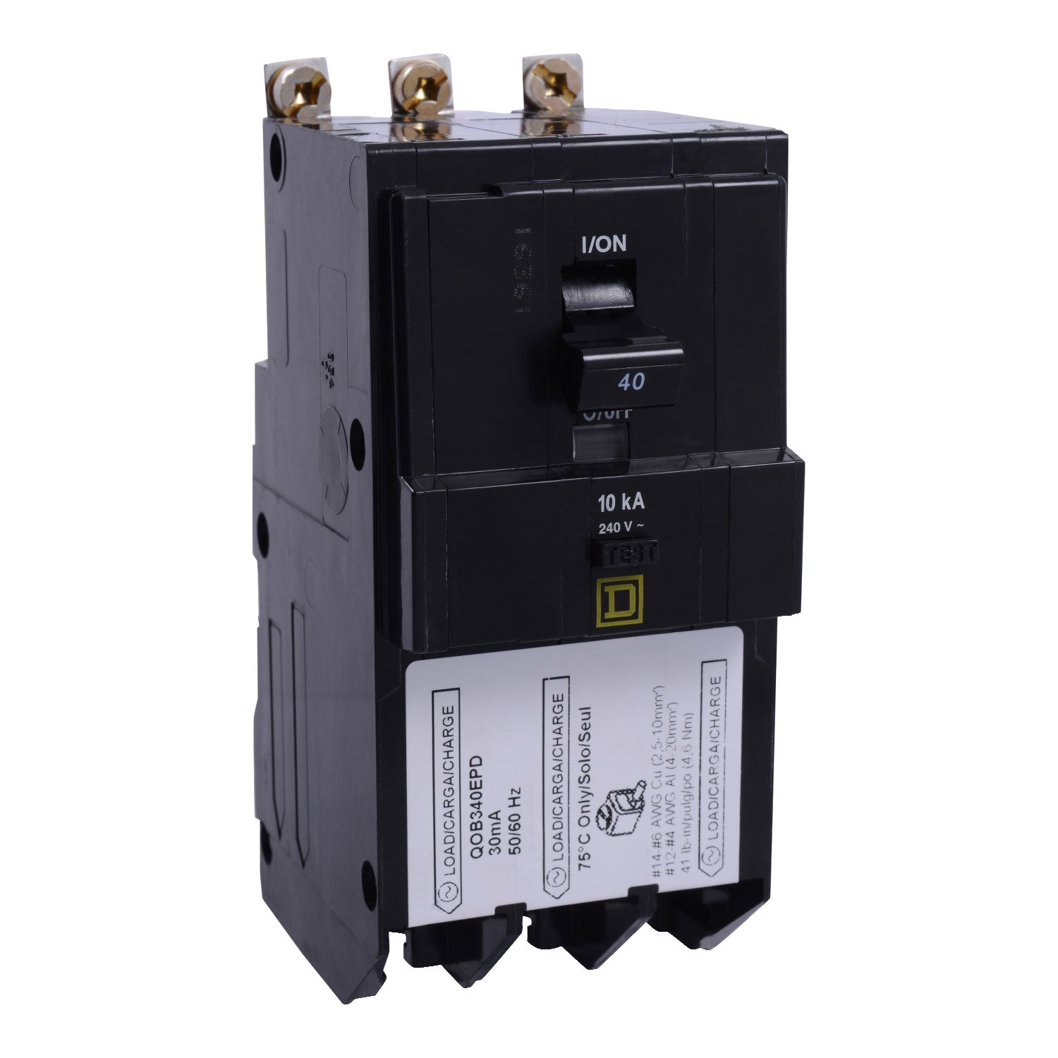 QOB340EPD - Square D 40 Amp 3 Pole 120 Volt Bolt-On Molded Case Circuit Breaker