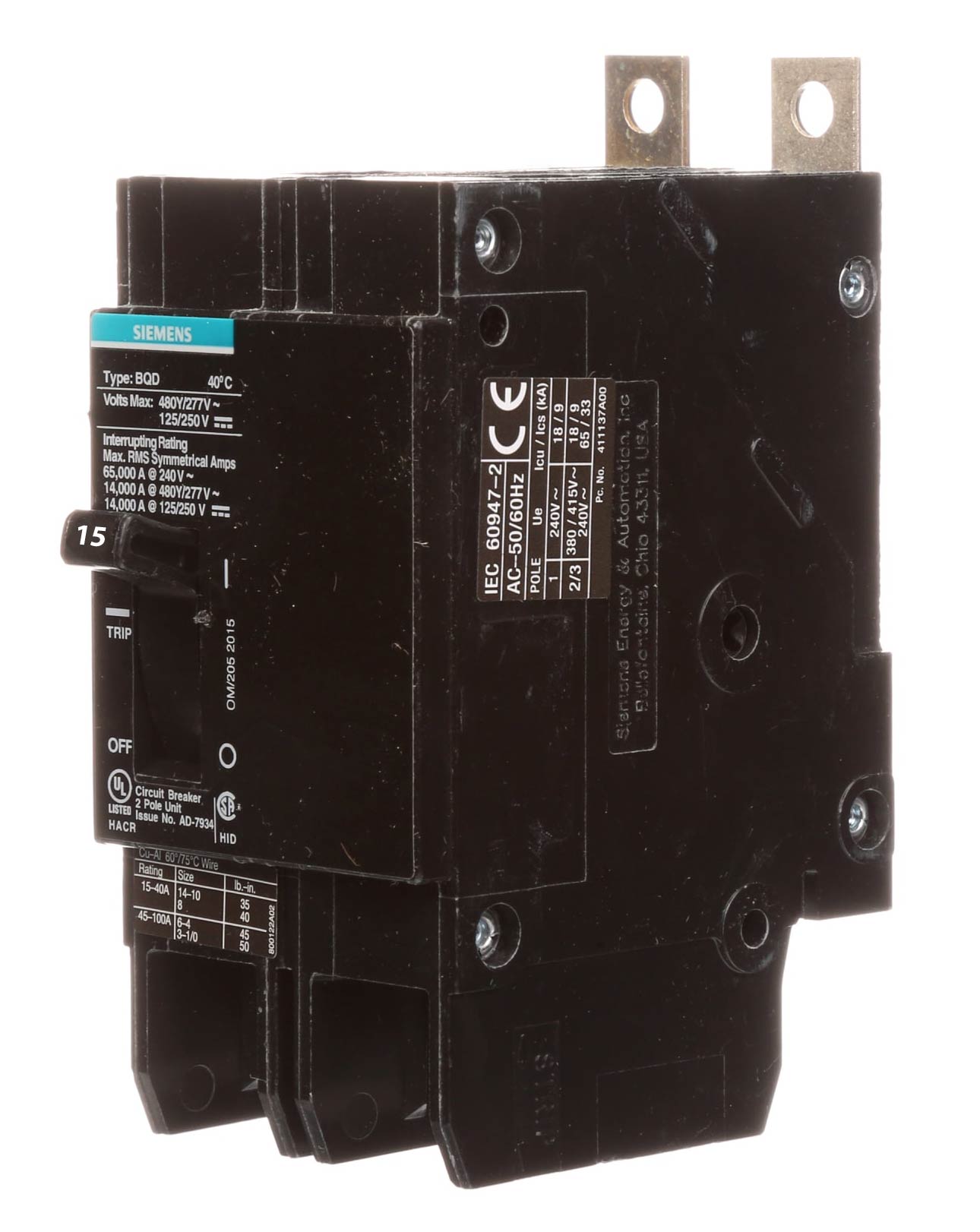 BQD215 - Siemens - 15 Amp Molded Case Circuit Breaker