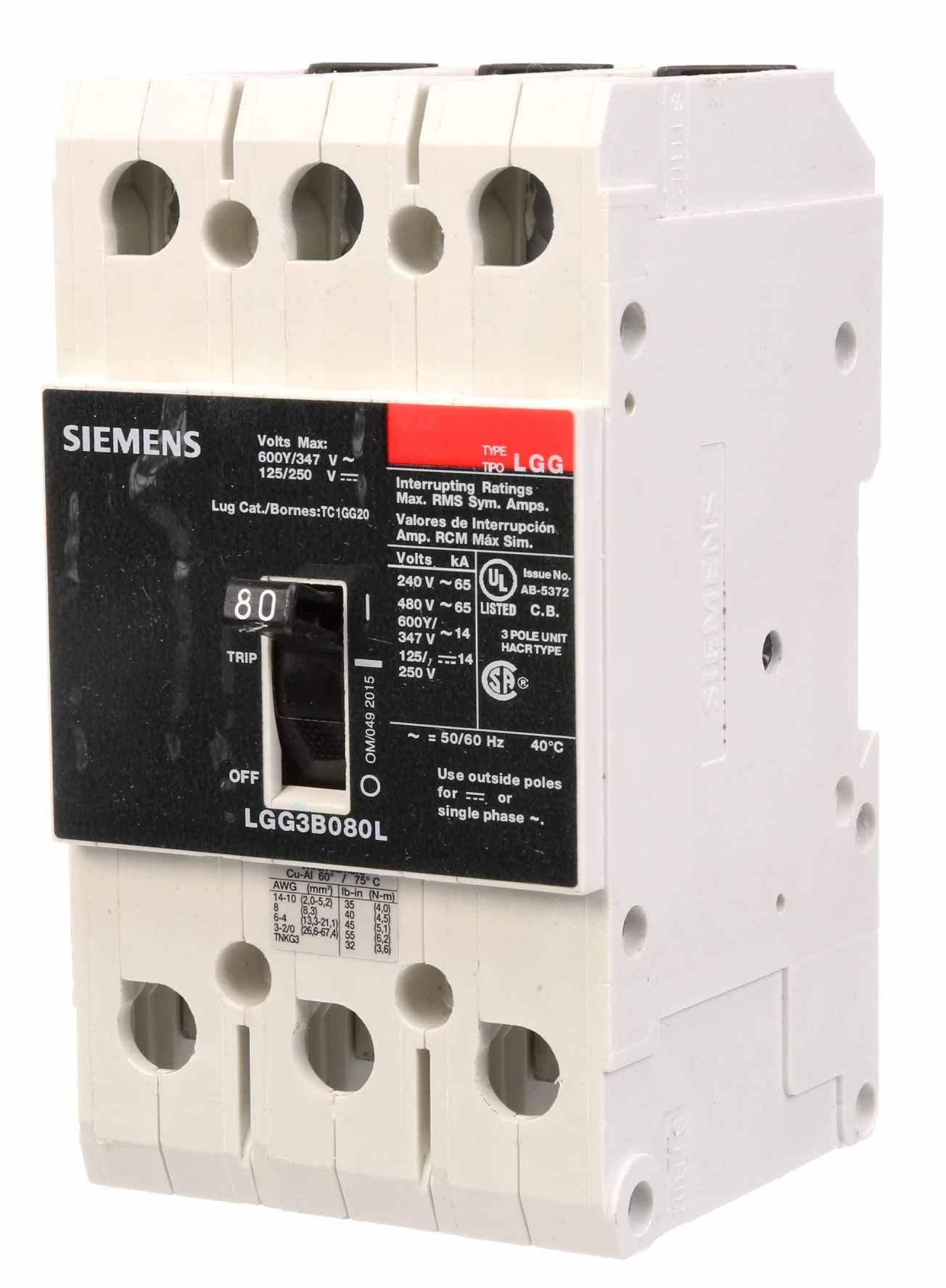 LGG3B080 - Siemens - Molded Case Circuit Breaker