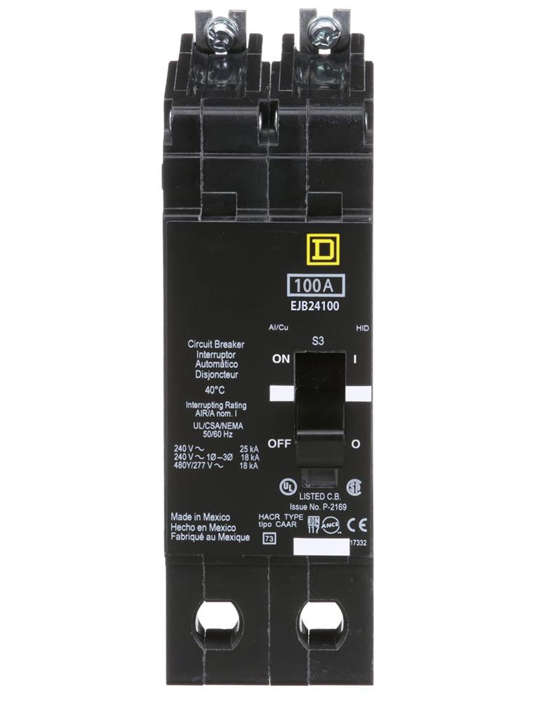 EJB24100 - Square D 100 Amp 2 Pole 480 Volt Bolt-On Circuit Breaker