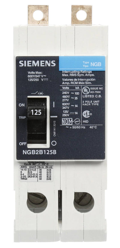 NGB2B125B - Siemens - Molded Case Circuit Breaker