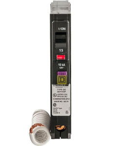 QO115DF - Square D 15 Amp Single Pole Dual Function Arc Fault & Ground Fault Circuit Breaker