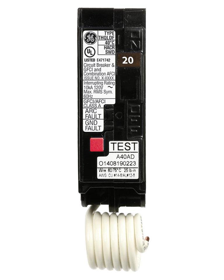 THQL1120DF - GE 20 Amp Single Pole Dual Function Circuit Breaker