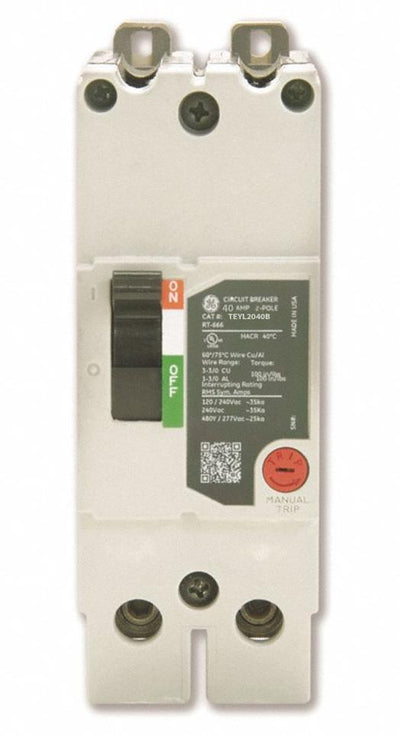 TEYL2040B - GE 40 Amp 2 Pole 480 Volt Bolt-On Molded Case Circuit Breaker