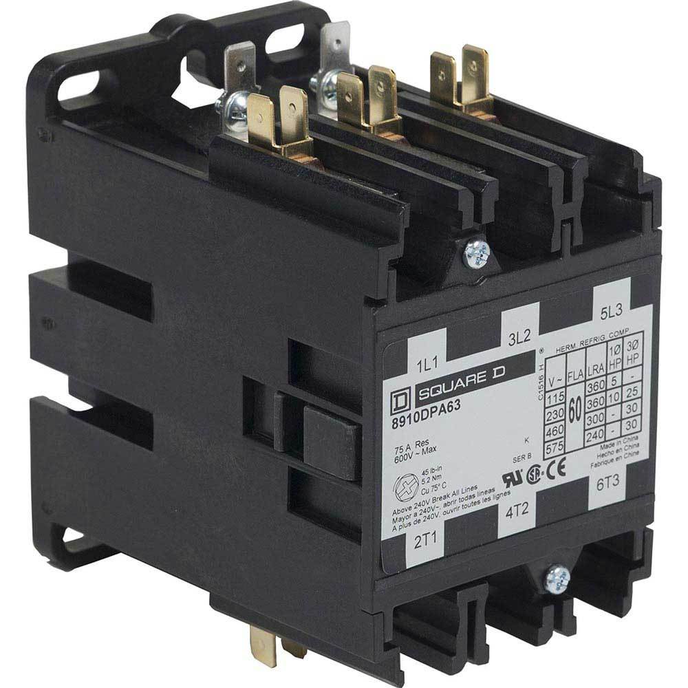 8910DPA63V09 - Square D 60 Amp 3 Pole 240 Volt Definite Purpose Contactor