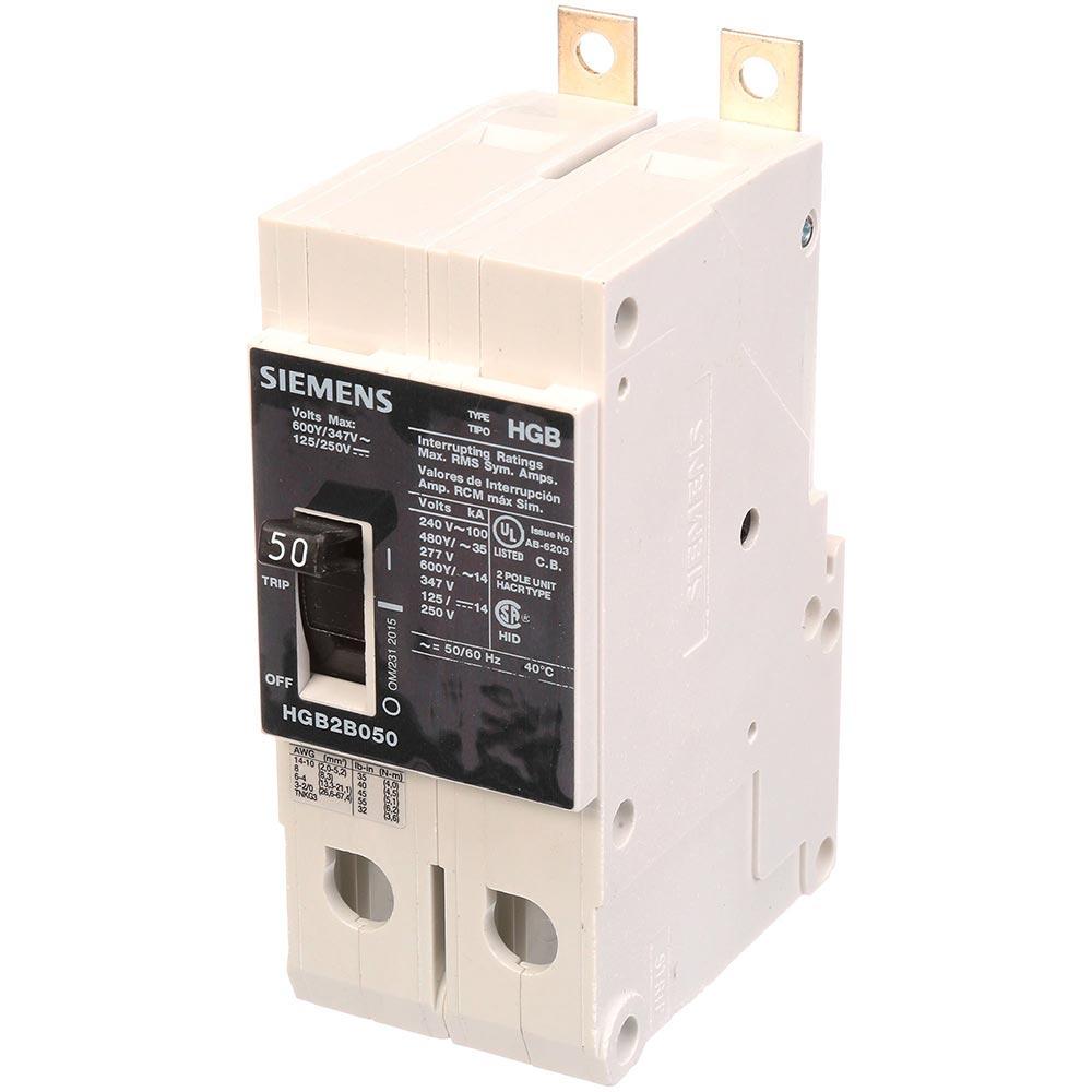 HGB2B050B - Siemens 50 Amp 2 Pole 600 Volt Bolt-On Molded Case Circuit Breaker