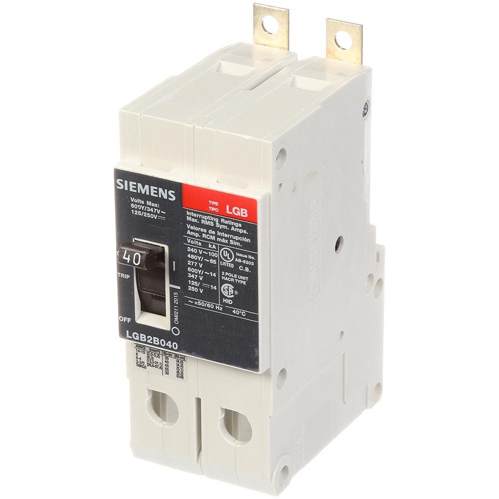 LGB2B040B - Siemens 40 Amp 2 Pole 600 Volt Bolt-On Molded Case Circuit Breaker