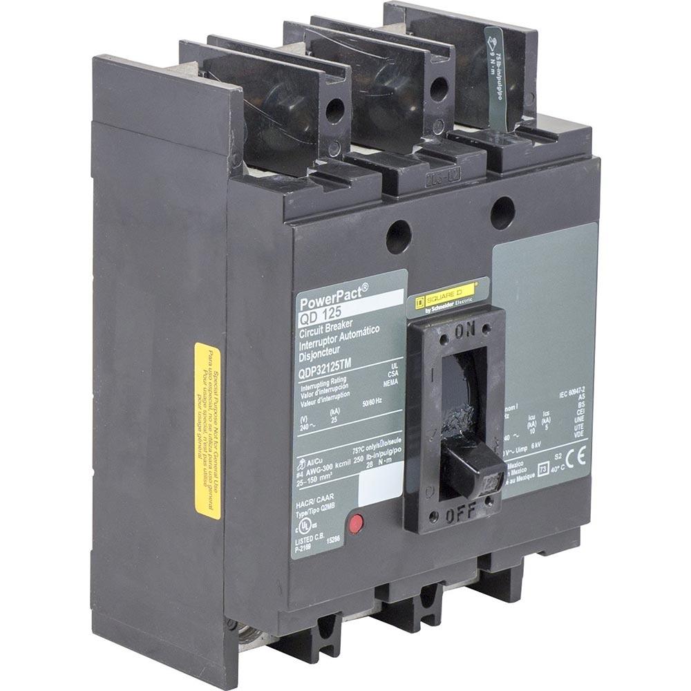 QDP32125TM - Square D 125 Amp 3 Pole 240 Volt Molded Case Circuit Breaker