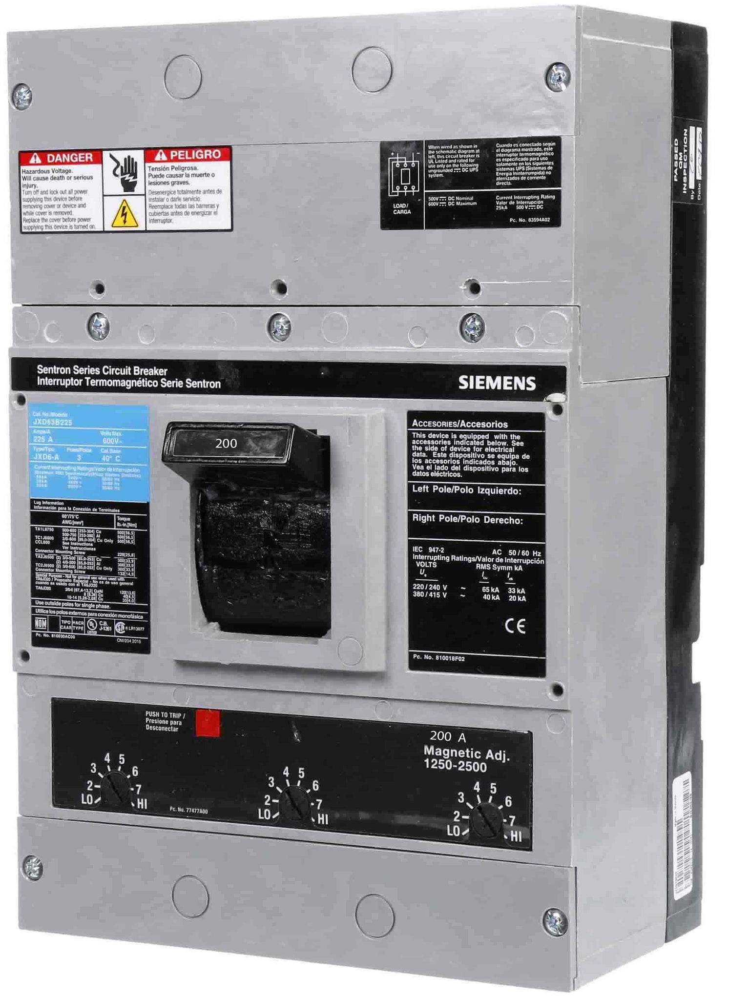 JXD63B200L - Siemens - Molded Case Circuit Breaker