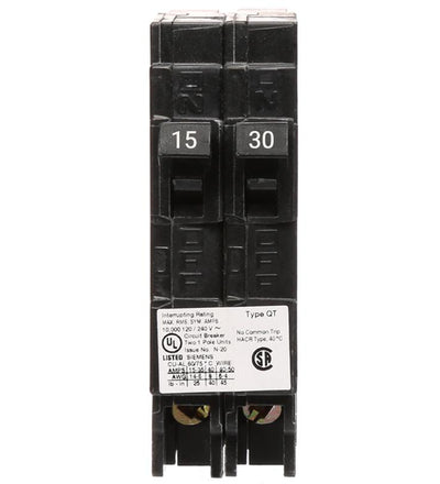 Q1530NC - Siemens Space Saver Tandem 15/30 Amp Circuit Breaker