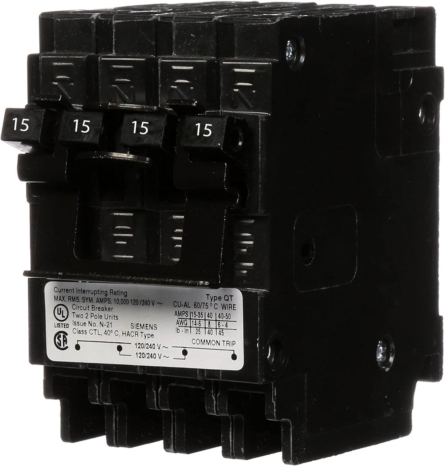 Q21515CT - Siemens - 15 Amp Quad Circuit Breaker