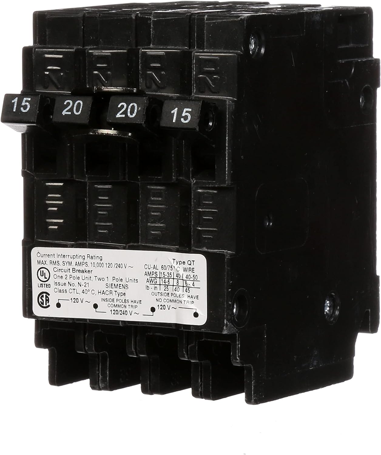 Q21520CT - Siemens - 20 Amp Quad Circuit Breaker