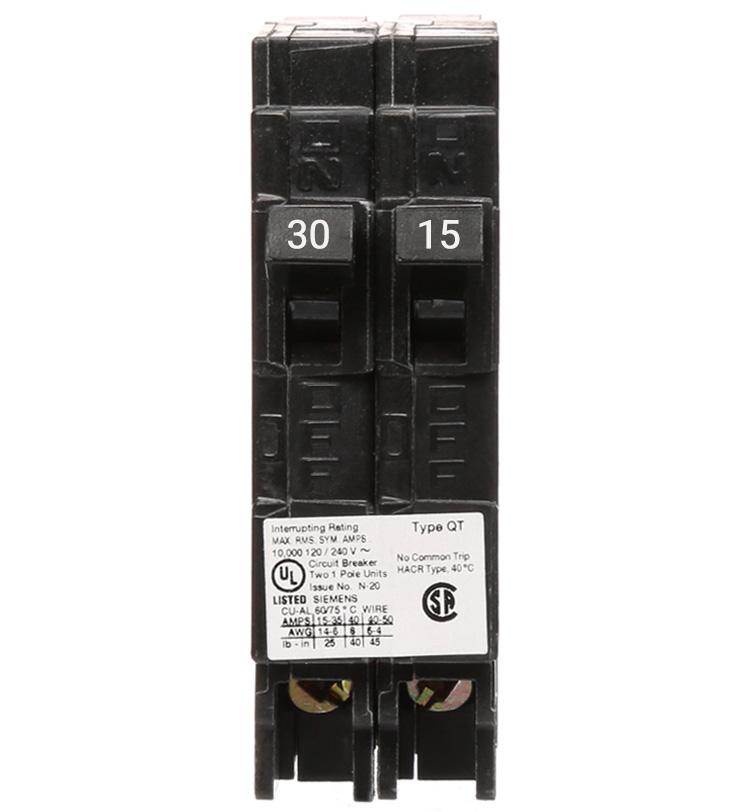 Q3015NC - Siemens Tandem 30/15 Amp Tandem Circuit Breaker