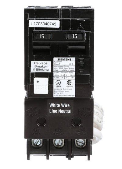 QF215A - Siemens 15 Amp Double Pole 240 Volt GFCI Circuit Breaker