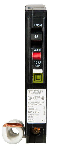 QO115CAFI - Square D 15 Amp Single Pole Arc Fault (AFCI) Circuit Breaker