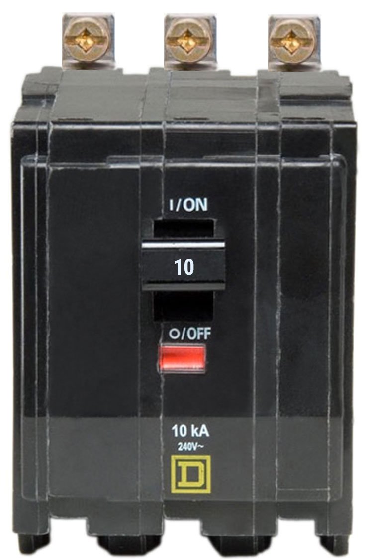 QOB310 - Square D 10 Amp 3 Pole Bolt-On Circuit Breaker