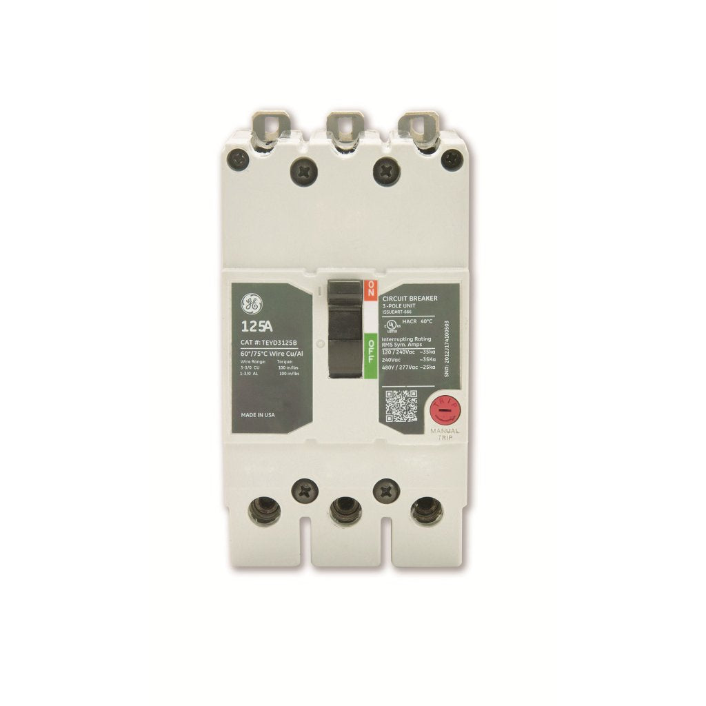 TEYD3035B - GE 35 Amp 3 Pole 480 Volt Bolt-On Molded Case Circuit Breaker