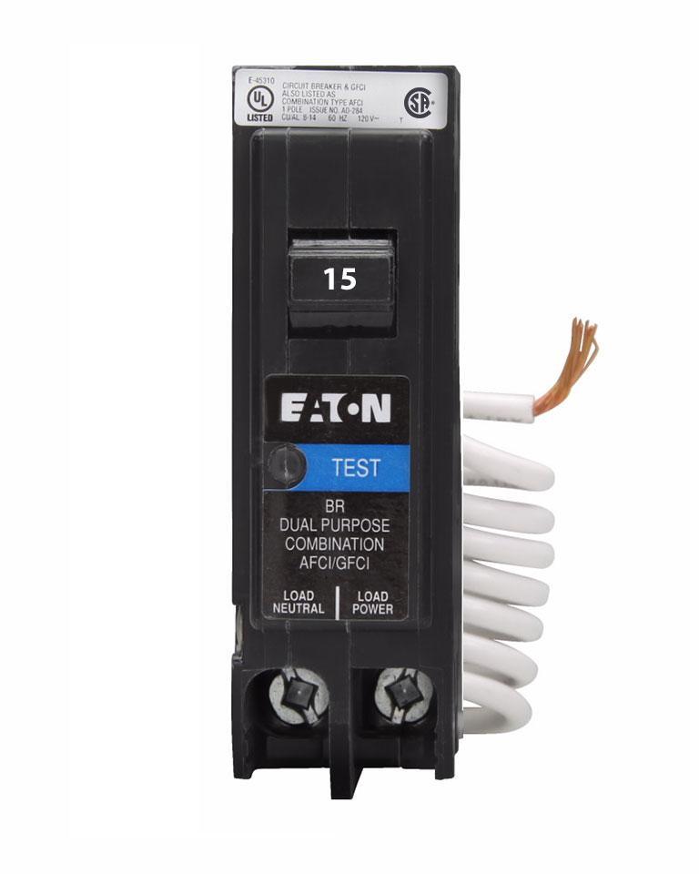 BRAFGF115C - Eaton Cutler-Hammer 15 Amp Single Pole Dual Function Circuit Breaker